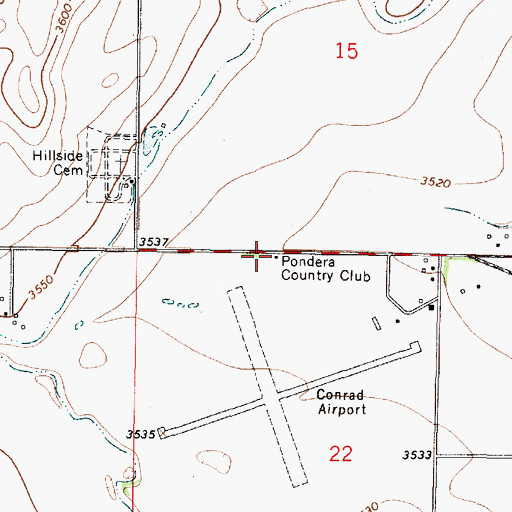 Topographic Map of Pondera Golf Club, MT