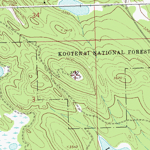 Topographic Map of Roberts Lookout Tower, MT