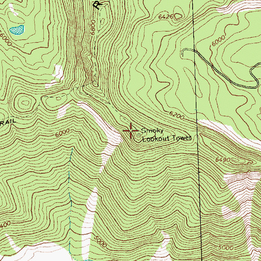 Topographic Map of Smoky Lookout Tower, MT
