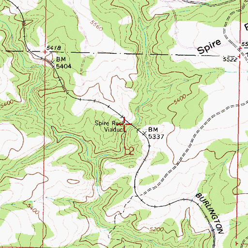 Topographic Map of Spire Rock Viaduct, MT