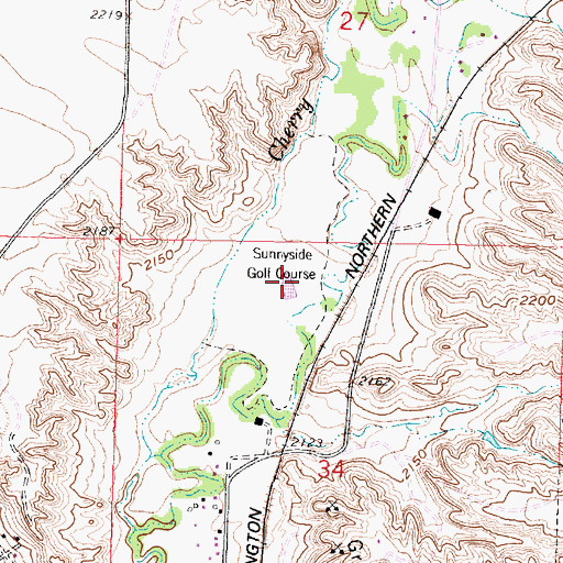 Topographic Map of Sunnyside Golf Club, MT