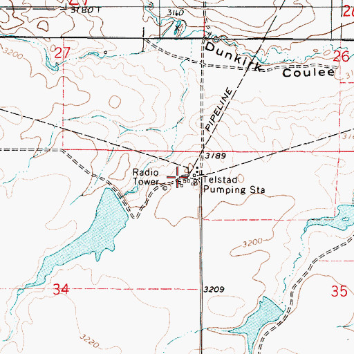 Topographic Map of Telstad Pumping Station, MT