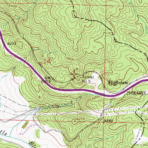 Topographic Map of Tunnel Number 5, MT