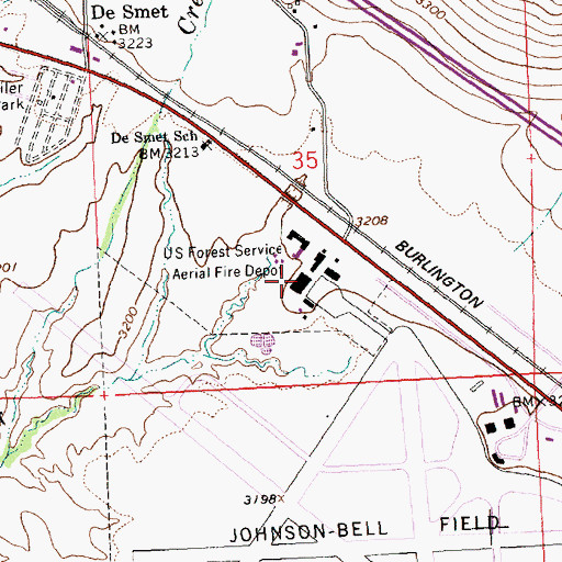 Topographic Map of United States Forest Service Aerial Fire Depot, MT