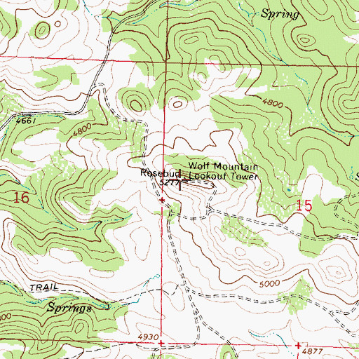 Topographic Map of Wolf Mountain Lookout Tower, MT
