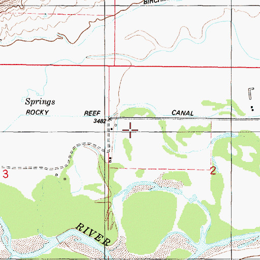 Topographic Map of Rocky Reef Canal, MT