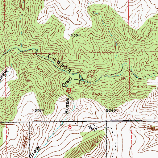 Topographic Map of Russel Draw, MT