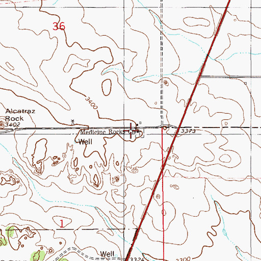 Topographic Map of Medicine Rocks Church, MT