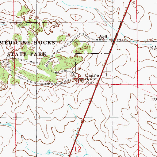 Topographic Map of Castle Rock, MT