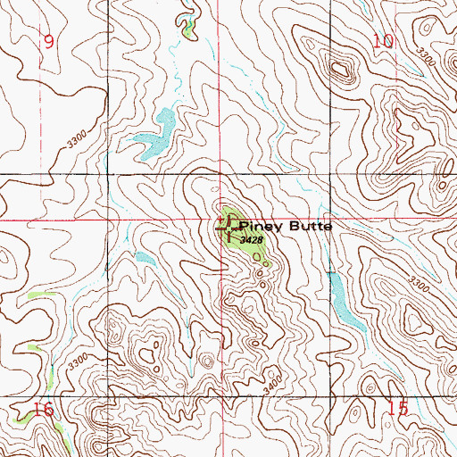 Topographic Map of Piney Butte, MT
