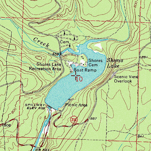 Topographic Map of Shores Lake, AR