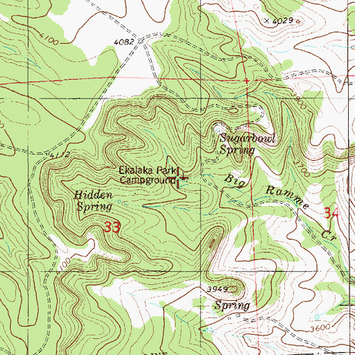 Topographic Map of Ekalaka Park Campground, MT