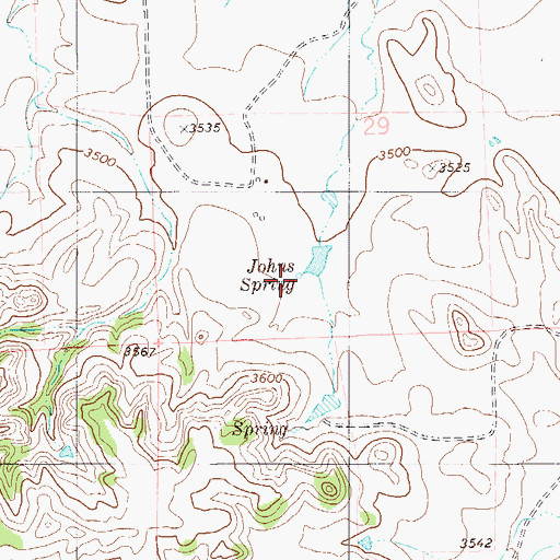 Topographic Map of Johns Spring, MT