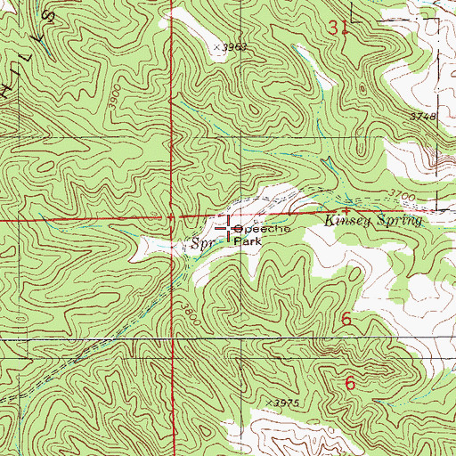 Topographic Map of Opechee Park, MT