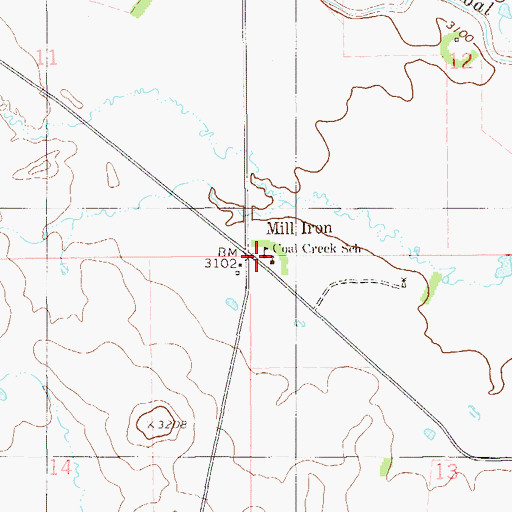 Topographic Map of Coal Creek School, MT