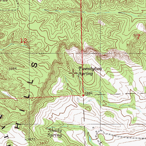 Topographic Map of Twentytwo Spring, MT