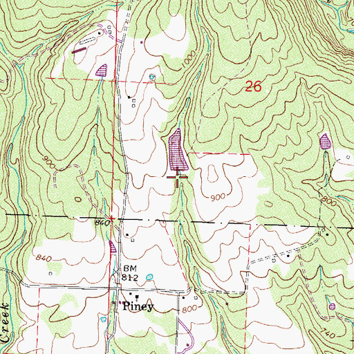 Topographic Map of Bruce Lake Dam, AR