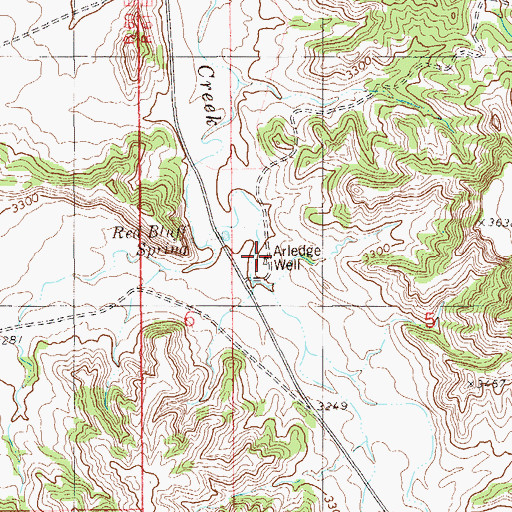 Topographic Map of Arledge Well, MT