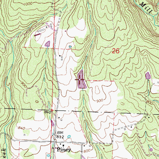 Topographic Map of Bruce Lake, AR