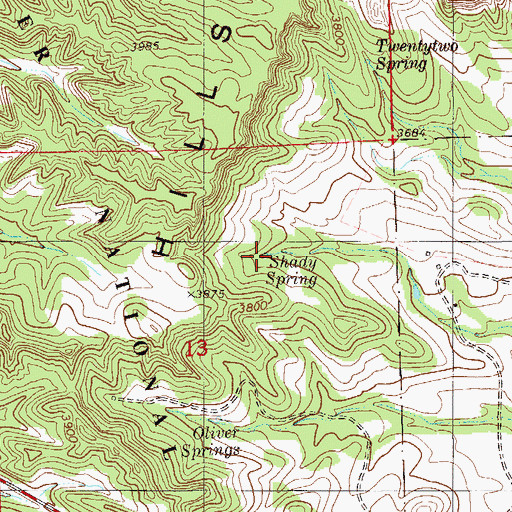 Topographic Map of Shady Spring, MT
