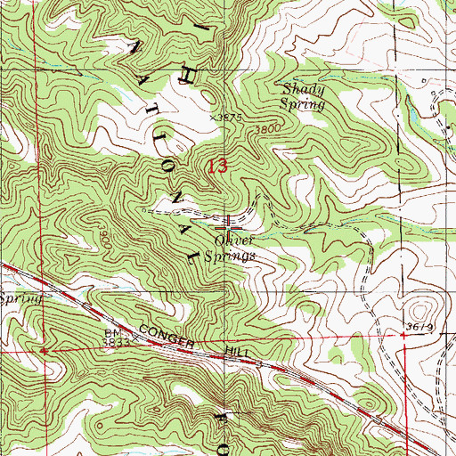 Topographic Map of Oliver Springs, MT