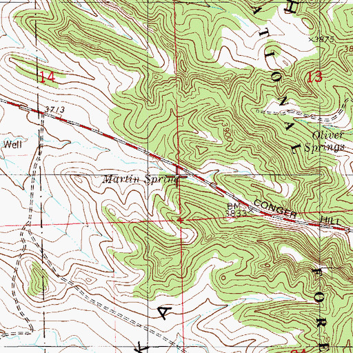 Topographic Map of Martin Spring, MT