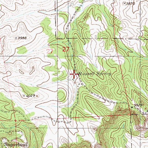 Topographic Map of Russell Spring, MT