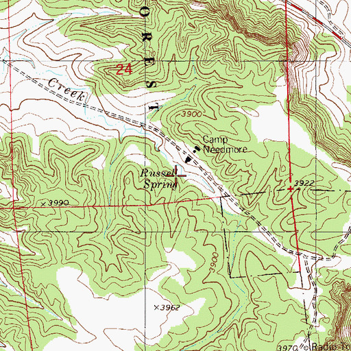Topographic Map of Russell Spring, MT