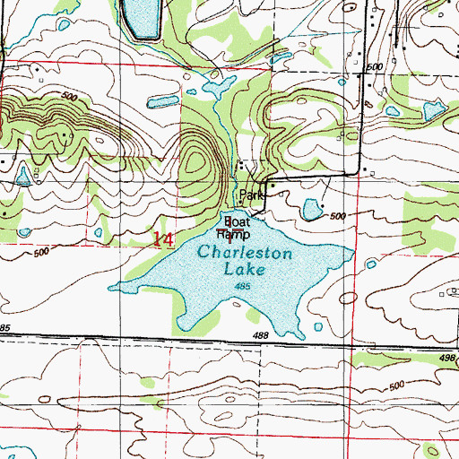 Topographic Map of Lake Charleston Dam, AR
