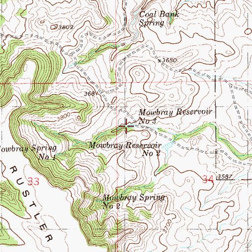 Topographic Map of Mobray Reservoir Number 3, MT
