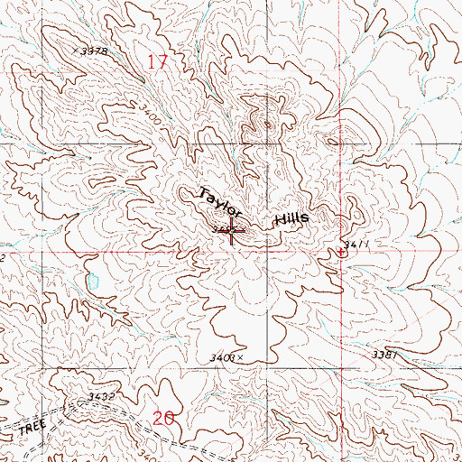 Topographic Map of Taylor Hills, MT
