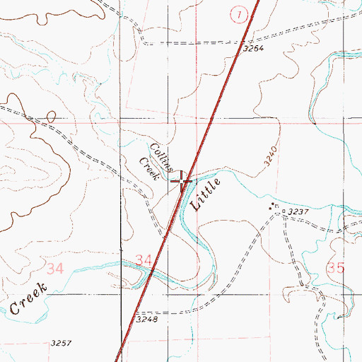 Topographic Map of Collins Creek, MT