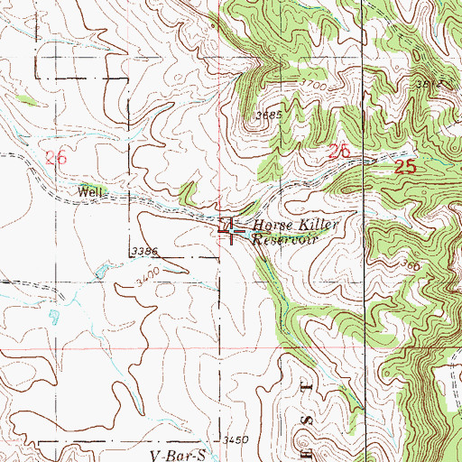 Topographic Map of Horse Killer Reservoir, MT