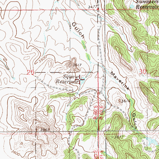 Topographic Map of Maverick Reservoir, MT