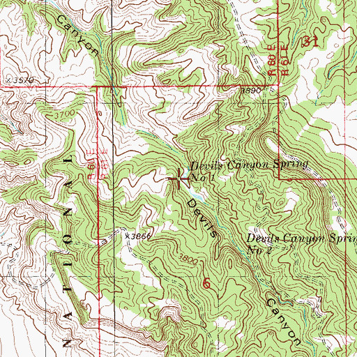 Topographic Map of Devils Canyon Spring Number 1, MT