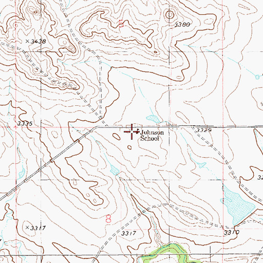 Topographic Map of Johnston School, MT