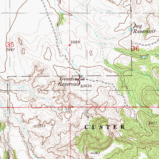 Topographic Map of Dewdrop Reservoir, MT