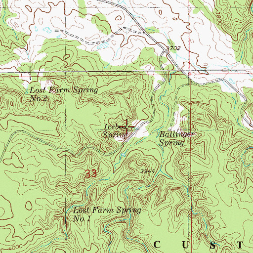 Topographic Map of Icebox Spring, MT