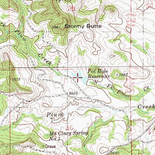 Topographic Map of Pot Hole Reservoir, MT