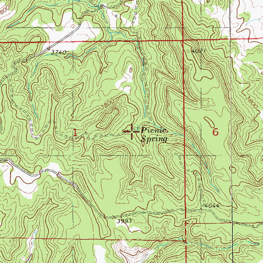 Topographic Map of Picnic Spring, MT