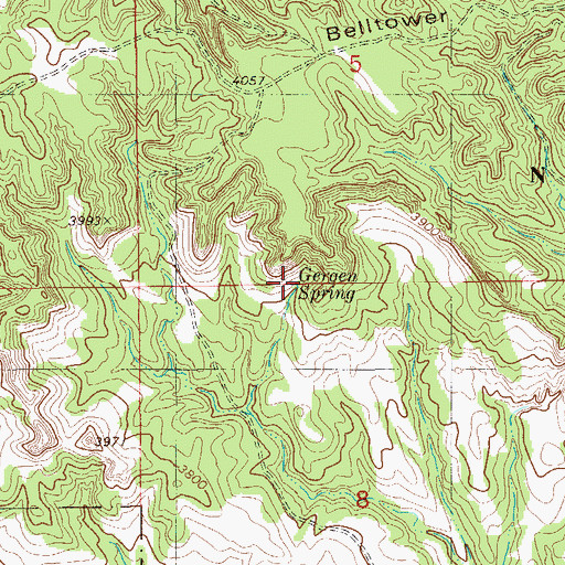 Topographic Map of Gergen Spring, MT