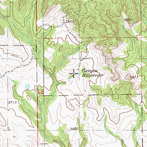 Topographic Map of Gergen Reservoir, MT
