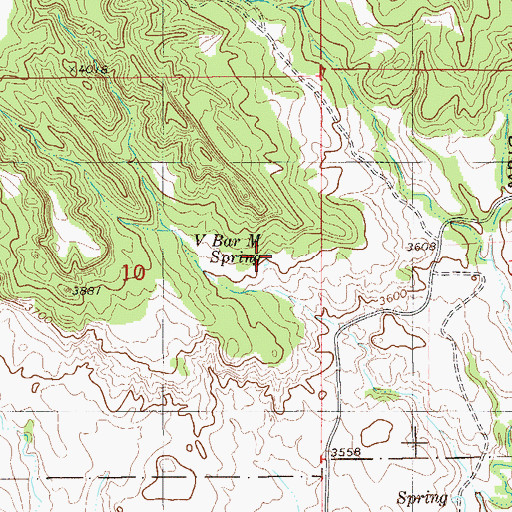 Topographic Map of V Bar M Spring, MT