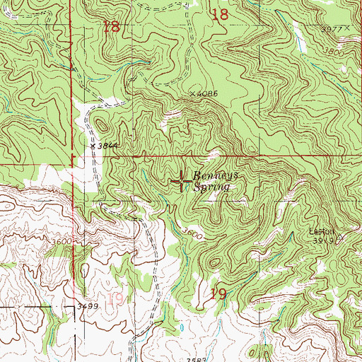 Topographic Map of Benneys Spring, MT