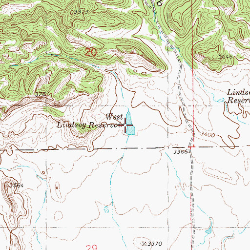 Topographic Map of West Lindsey Reservoir, MT