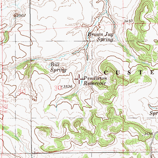 Topographic Map of Pendleton Reservoir, MT