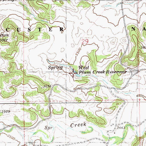 Topographic Map of West Plum Creek Reservoir, MT