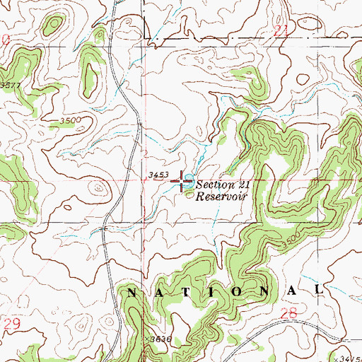 Topographic Map of Section 21 Reservoir, MT