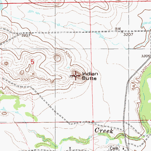 Topographic Map of Indian Butte, MT