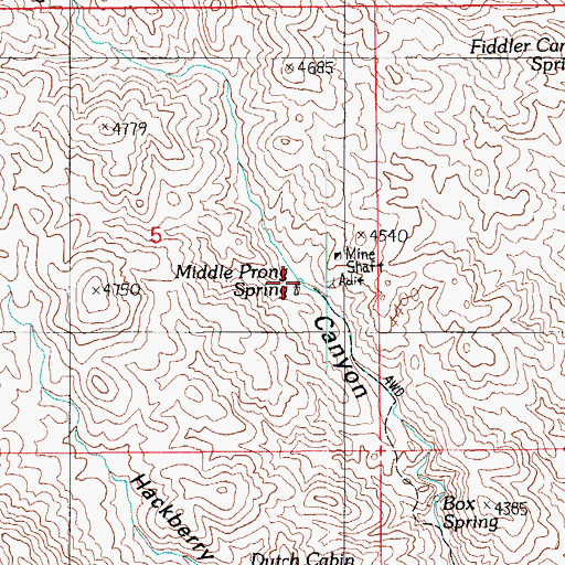 Topographic Map of Middle Prong Spring, AZ